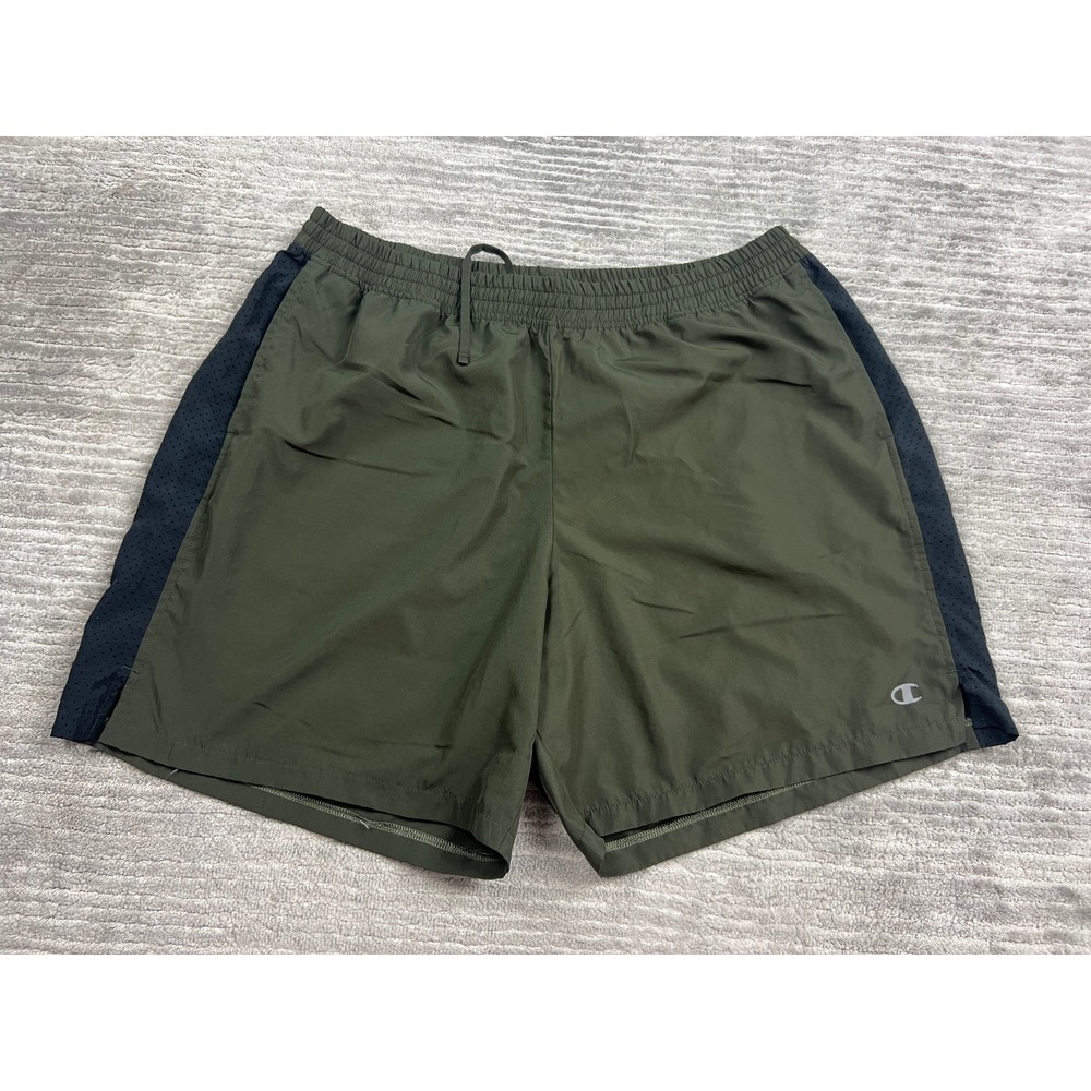 Champion Shorts Mens XL Green Athletic Training Mesh Side Panels Relaxed Fit